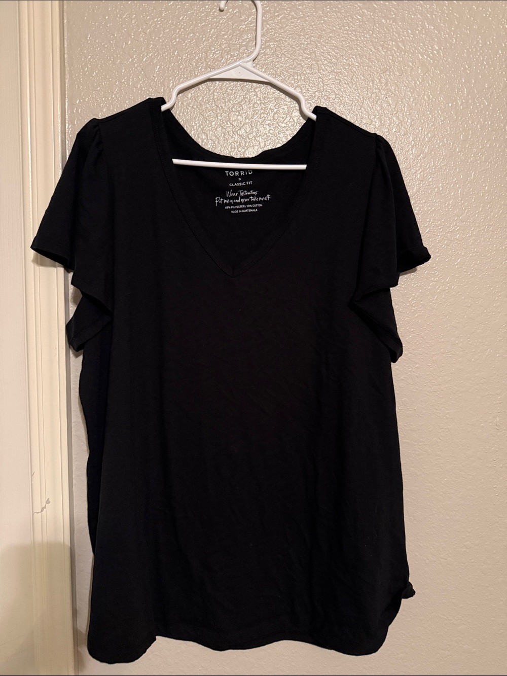 torrid Black V-Neck Flutter Sleeve Tee
